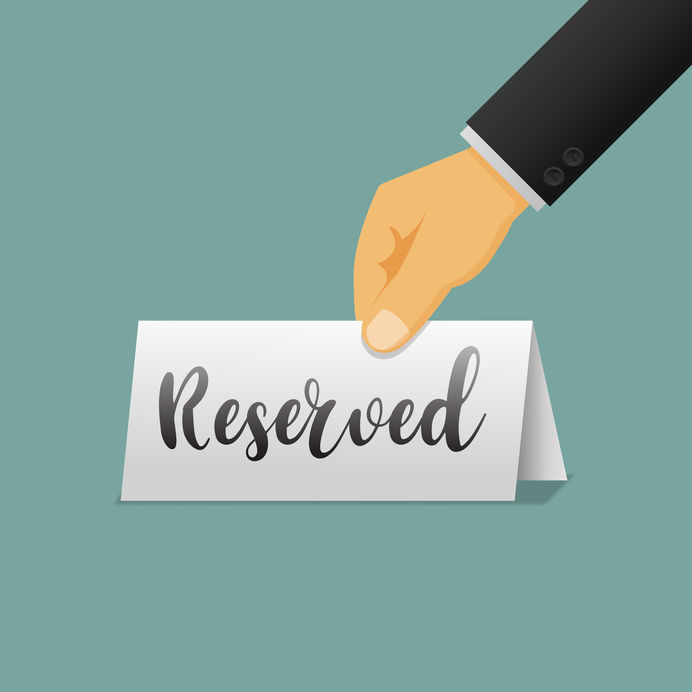 A vector image of a hand putting a reserved sign out